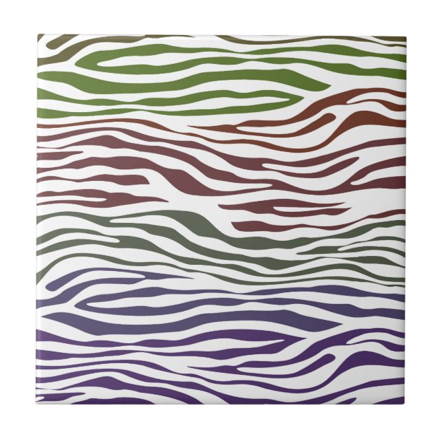 Colourful Zebra Abstract Tile (Front)