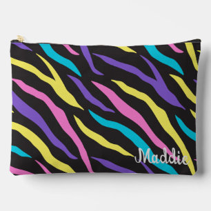 Colourful Zebra Glittery Pattern  Accessory Pouch