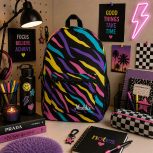 Colourful Zebra Pattern  Printed Backpack