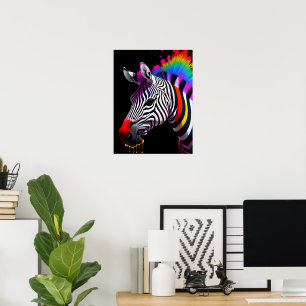 Colourful Zebra Poster