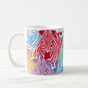 Colourful zebra seamless pattern. Wild animal text Coffee Mug