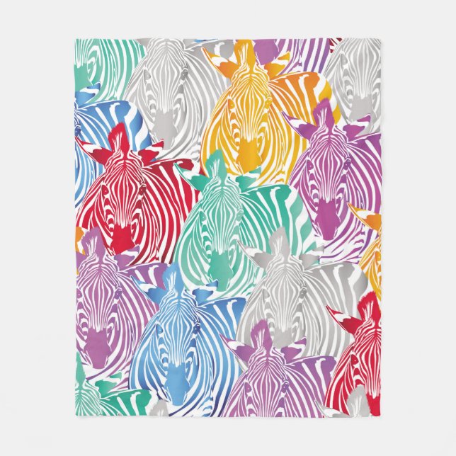 Colourful zebra seamless pattern. Wild animal text Fleece Blanket (Front)
