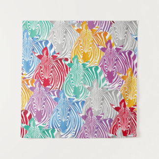 Colourful zebra seamless pattern. Wild animal text Tapestry