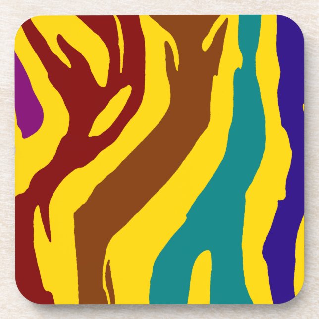 Colourful zebra stripes coaster (Front)