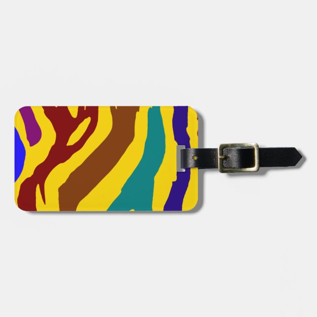 Colourful zebra stripes luggage tag (Front Horizontal)