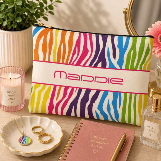 Colourful Zebra Stripes Pattern  Accessory Pouch (Creator Uploaded)