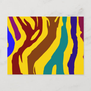 Colourful zebra stripes postcard