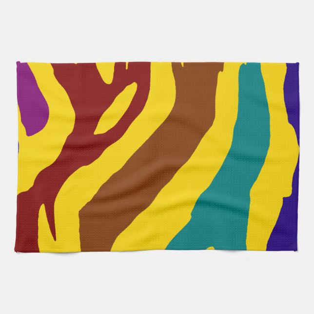 Colourful zebra stripes tea towel (Horizontal)