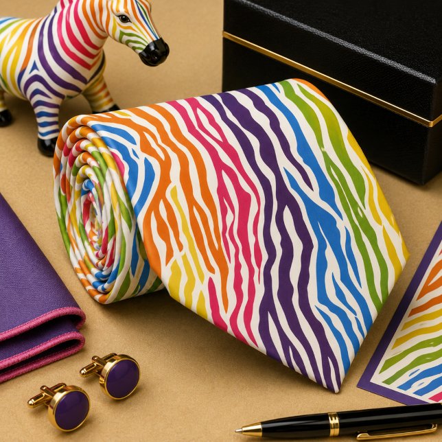 Colourful Zebra Wild Animal Pattern Tie (Creator Uploaded)