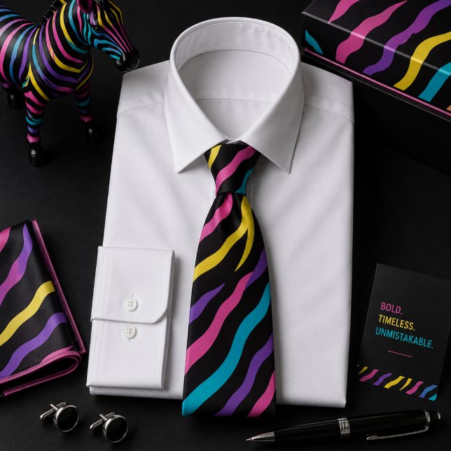 Colourful Zebra Wild Animal Pattern Tie (Creator Uploaded)