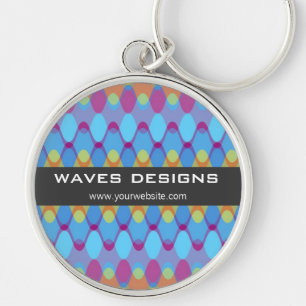 Colourful Zig Zag Waves Modern Abstract Pattern Key Ring