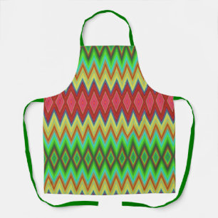 Colourful zigzag apron with diamond shapes