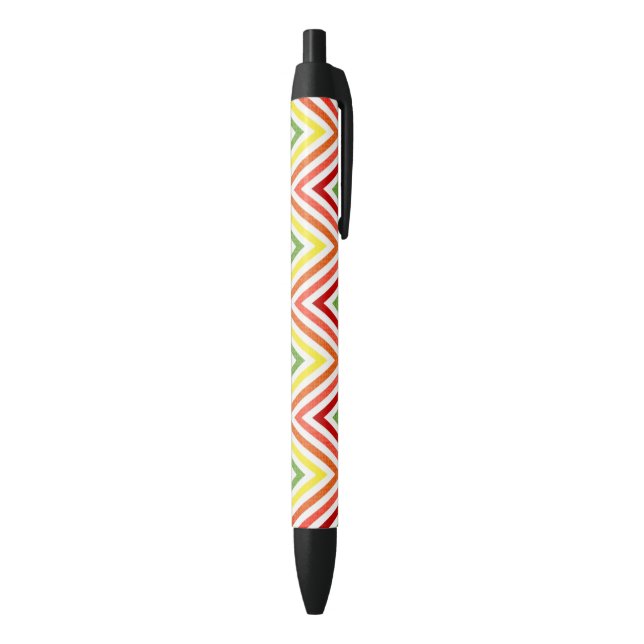 Colourful Zigzag Chevron Pattern Black Ink Pen (Bottom (Vertical))