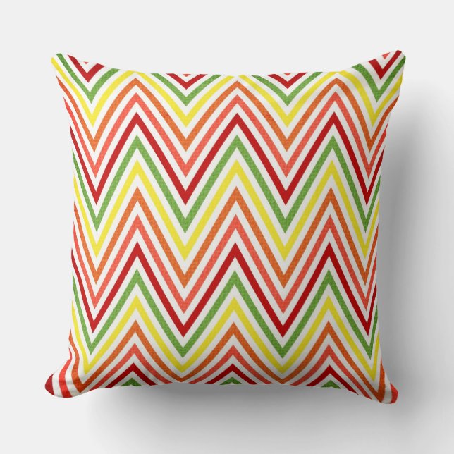 Colourful Zigzag Chevron Pattern Cushion (Front)