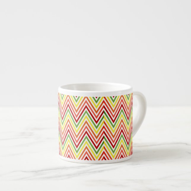 Colourful Zigzag Chevron Pattern Espresso Cup (Front Right)