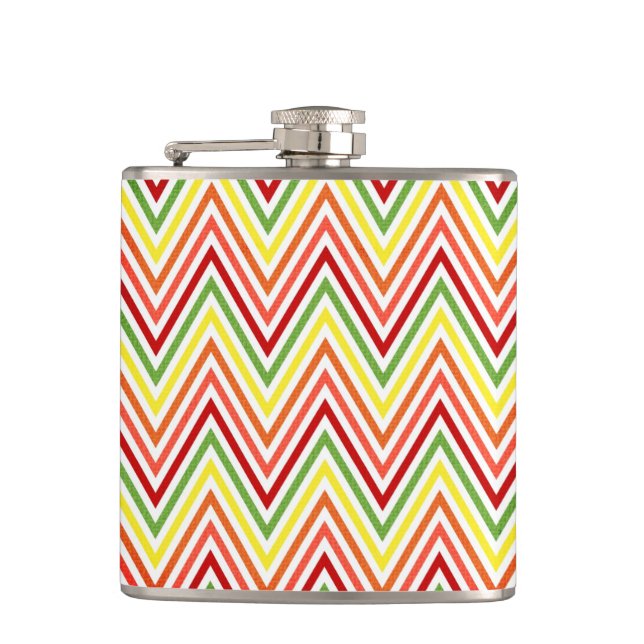 Colourful Zigzag Chevron Pattern Hip Flask (Front)