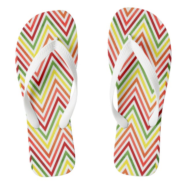 Colourful Zigzag Chevron Pattern Jandals (Footbed)