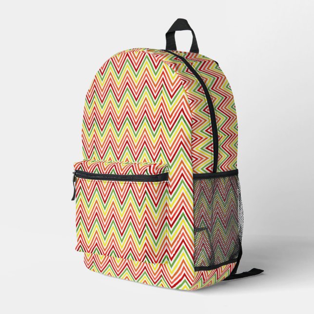 Colourful Zigzag Chevron Pattern Printed Backpack (Back Corner Right)