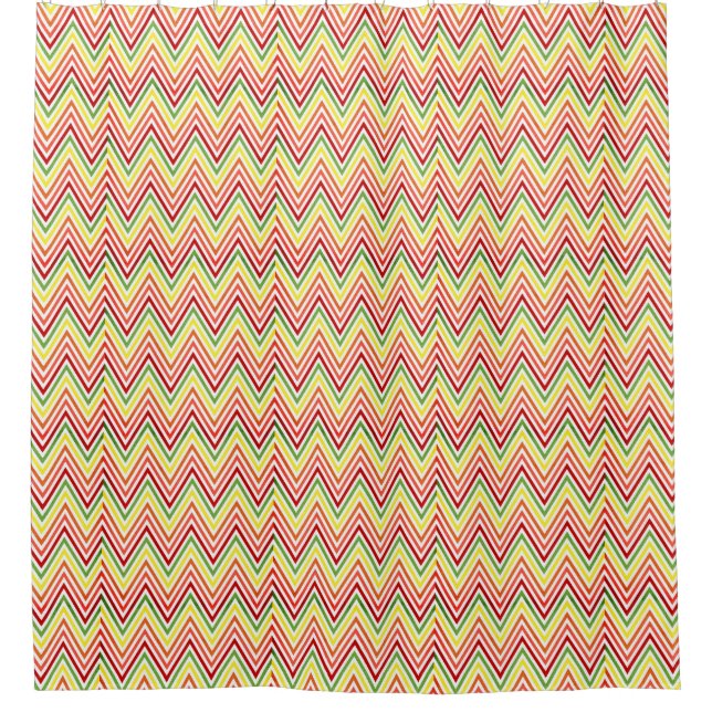 Colourful Zigzag Chevron Pattern Shower Curtain (Front)