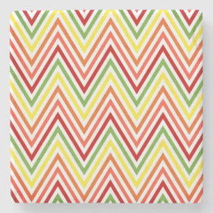 Colourful Zigzag Chevron Pattern Stone Coaster