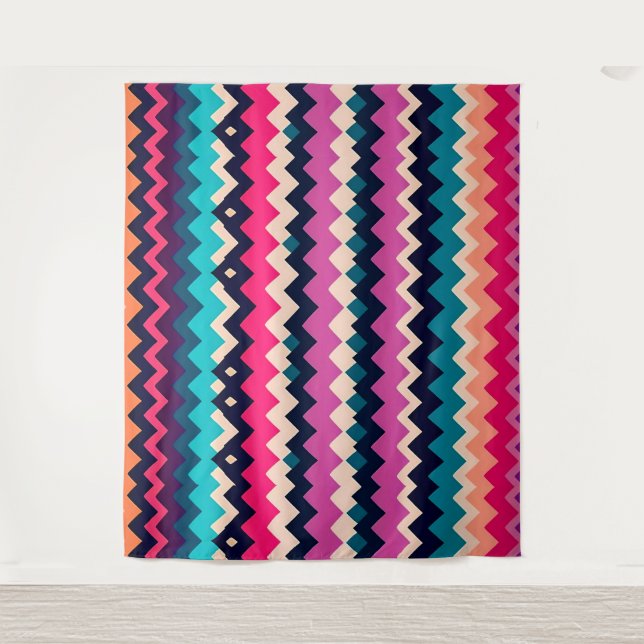 Colourful Zigzag Chevron Pattern  Tapestry (Front)