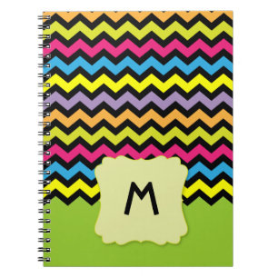 Colourful Zigzag Pattern Add Name Spiral Notebook