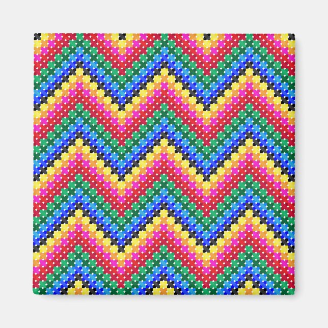 Colourful zigzag pattern magnet (Front)