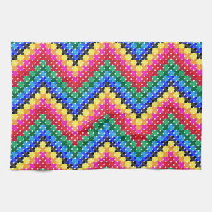 Colourful zigzag pattern tea towel