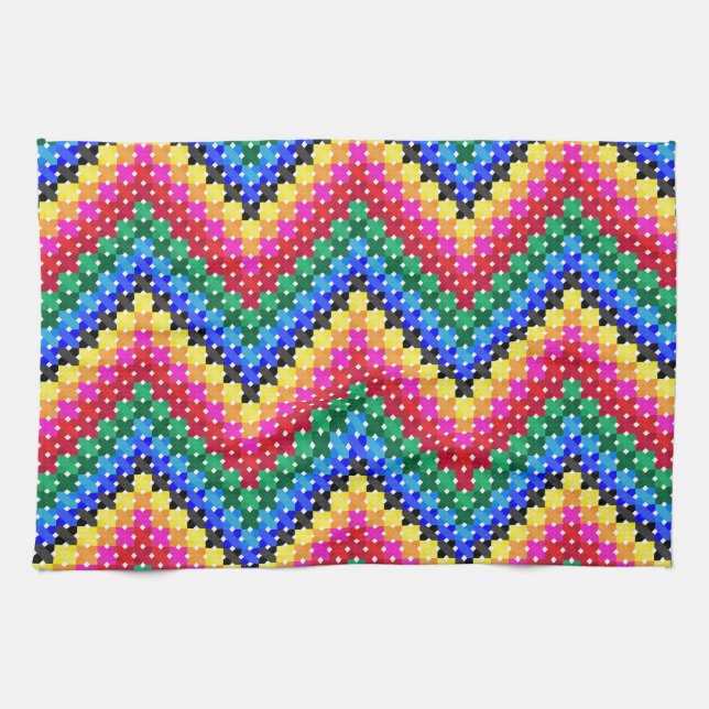 Colourful zigzag pattern tea towel (Horizontal)
