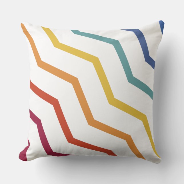 Colourful Zigzag Pattern Throw Pillow (Front)