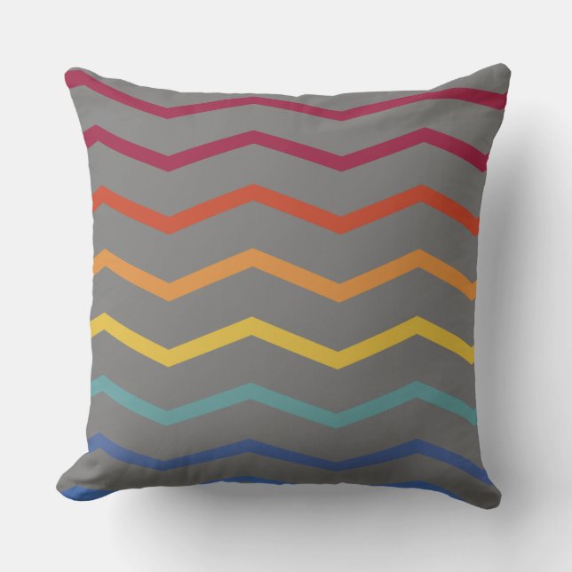 Colourful Zigzag Pattern Throw Pillow (Front)