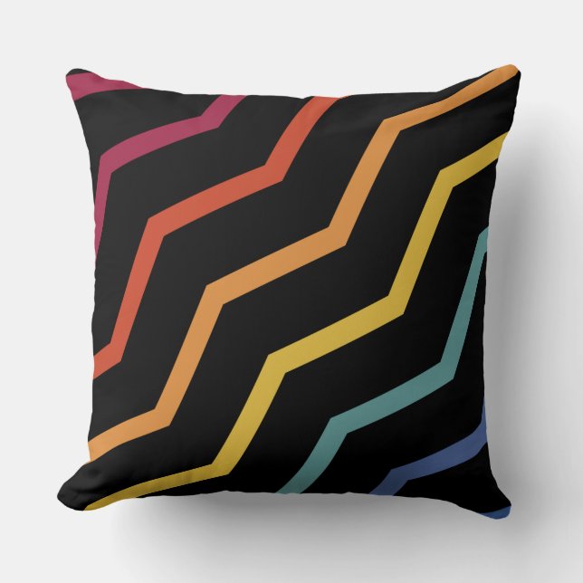 Colourful Zigzag Pattern Throw Pillow (Front)