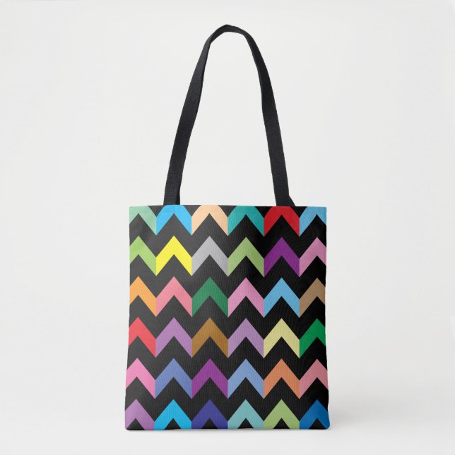 Colourful zigzag pattern tote bag (Front)