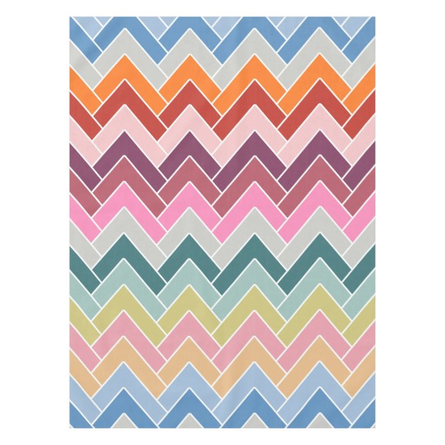 Colourful Zigzag Retro Chevron Tablecloth (Front)