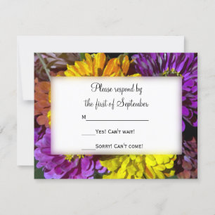 Colourful Zinnia Flowers Wedding RSVP