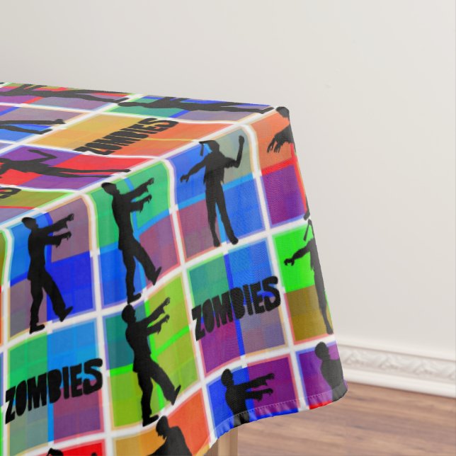 Colourful Zombies Pattern Tablecloth (In Situ)