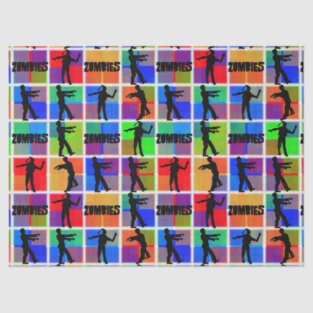 Colourful Zombies Pattern Tissue Paper (Front)