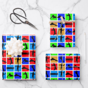 Colourful Zombies Pattern Wrapping Paper Sheet