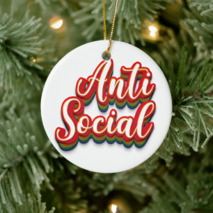 Colourfully Anti Social Anti Social Ceramic Tree Decoration