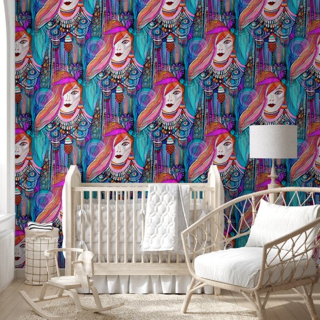 Colourfully ART of Faces - seamless pattern 3 Wallpaper (Kids)