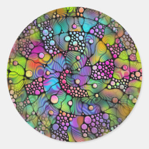 Colourfully Dots Spirals Hand Painting 1 Classic Round Sticker