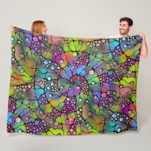 Colourfully Dots Spirals Hand Painting 1 Fleece Blanket