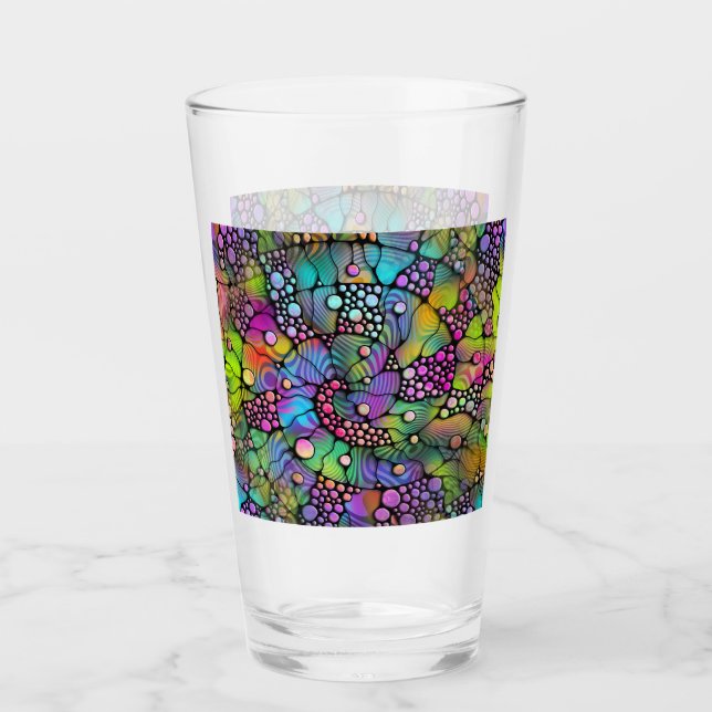 Colourfully Dots Spirals Hand Painting 1 Glass (Front)