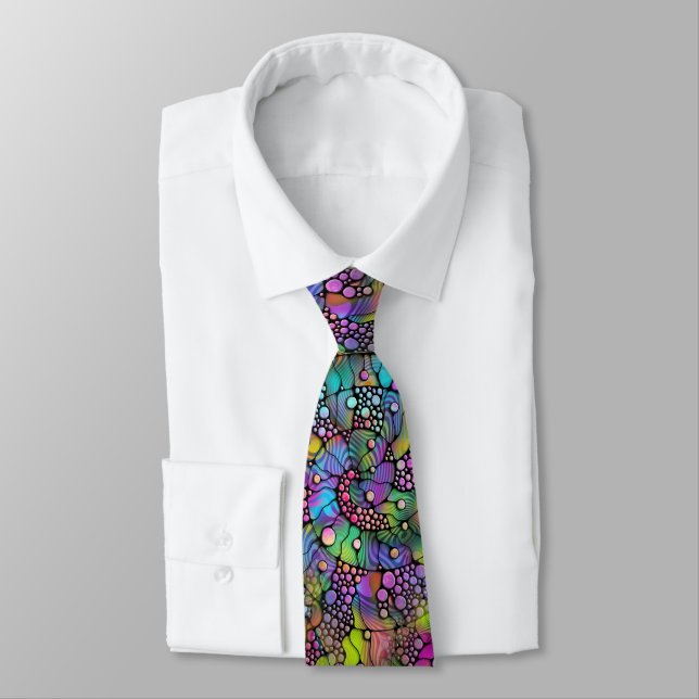Colourfully Dots Spirals Hand Painting 1 Tie (Tied)
