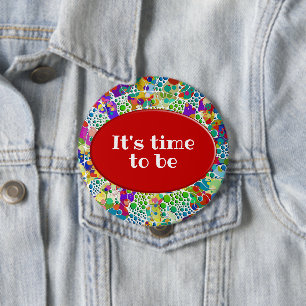 Colourfully Dots Spirals Hand Painting 2 10 Cm Round Badge