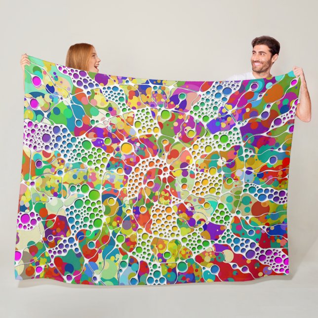 Colourfully Dots Spirals Hand Painting 2 Fleece Blanket (In Situ)