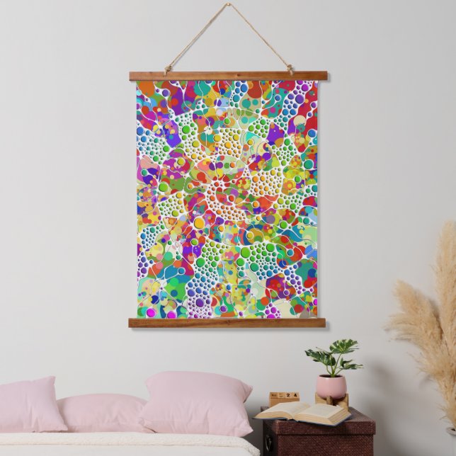 Colourfully Dots Spirals Hand Painting 2 Hanging Tapestry (Bedroom)