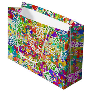 Colourfully Dots Spirals Hand Painting 2 Large Gift Bag