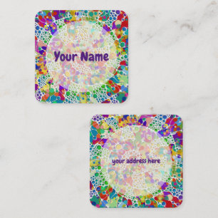 Colourfully Dots Spirals Hand Painting 2 Square Business Card