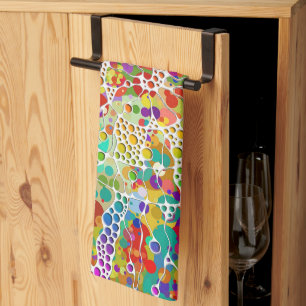 Colourfully Dots Spirals Hand Painting 2 Tea Towel